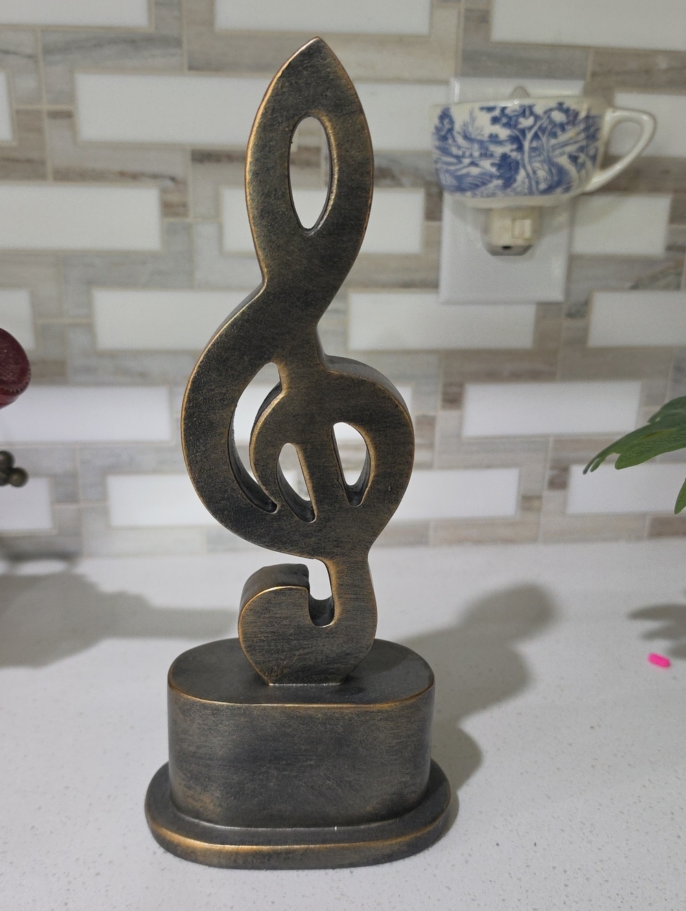 Bronze Treble Clef Table Sculpture - Home Art Decor